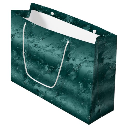 Glitzy Emerald Green Ombre Marble Groot Cadeauzakje (Voorkant Gekanteld)