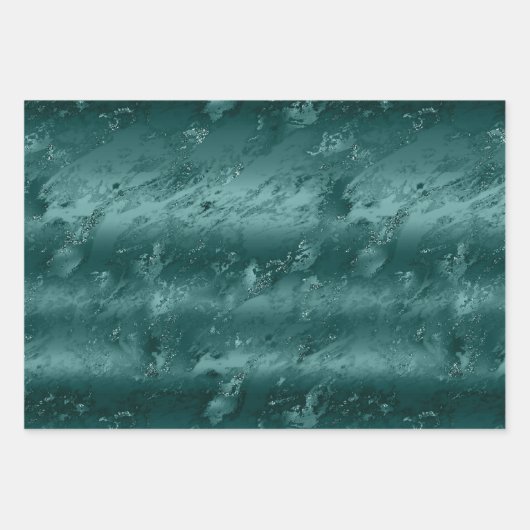 Glitzy Emerald Green Ombre Marble Inpakpapier Vel (Voorkant 3)