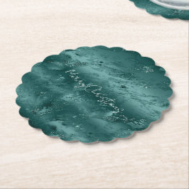 Glitzy Emerald Green Ombre Marble Kartonnen Onderzetters
