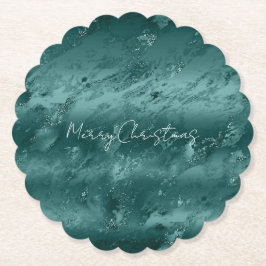 Glitzy Emerald Green Ombre Marble Kartonnen Onderzetters