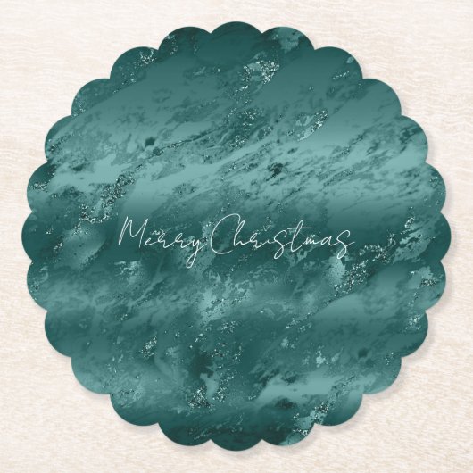 Glitzy Emerald Green Ombre Marble Kartonnen Onderzetters (Voorkant)