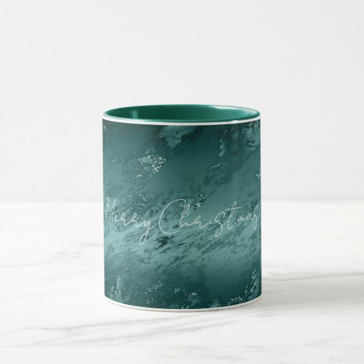 Glitzy Emerald Green Ombre Marble Mok (Midden)