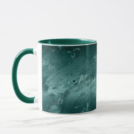 Glitzy Emerald Green Ombre Marble Mok (Links)