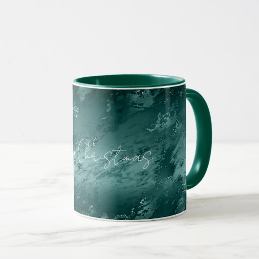 Glitzy Emerald Green Ombre Marble Mok (Voorkant rechts)
