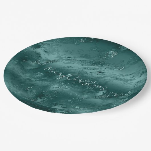 Glitzy Emerald Green Ombre Marble Papieren Bordje (Gekanteld)