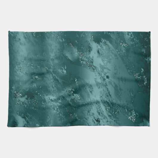 Glitzy Emerald Green Ombre Marble Theedoek (Horizontaal)
