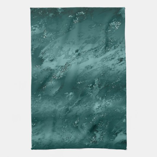 Glitzy Emerald Green Ombre Marble Theedoek (Verticaal)