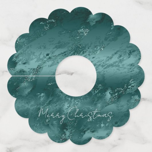 Glitzy Emerald Green Ombre Marble Wijnglaslabel (Voorkant)