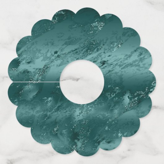 Glitzy Emerald Green Ombre Marble Wijnglaslabel (Achterkant)