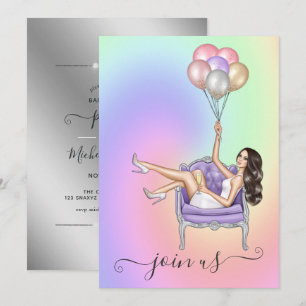 Glitzy Fashionista Bachelorette Party Invitation Kaart