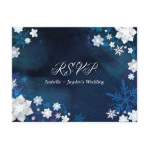 Glitzy Floral Winter Wonderland Bruiloft RSVP