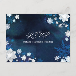 Glitzy Floral Winter Wonderland Bruiloft RSVP Uitnodiging Briefkaart