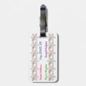 GLITZY FLOWERED PERSONALED BAGAGELABELS SJABLOON (Achterkant verticaal)