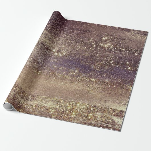 Glitzy Folie | Bronzen Taupe Faux Glitter Sparkle Cadeaupapier (Uitgerold)