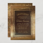Glitzy Folie | Golden Bronze Koper Glam Afstuderen Kaart (Voorkant / Achterkant)