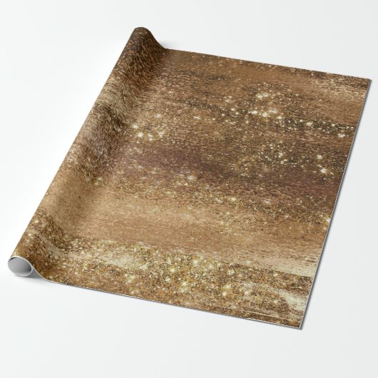 Glitzy Folie | Gouden Brons Koper Faux Sparkle Cadeaupapier (Uitgerold)