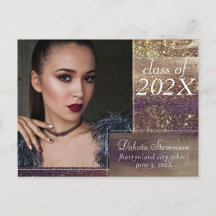 Glitzy Folie Gouden Bronzen Koper Foto Dank u Briefkaart