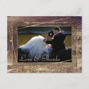 Glitzy Folie   Gouden Bronzen Koper Foto Dank u Briefkaart