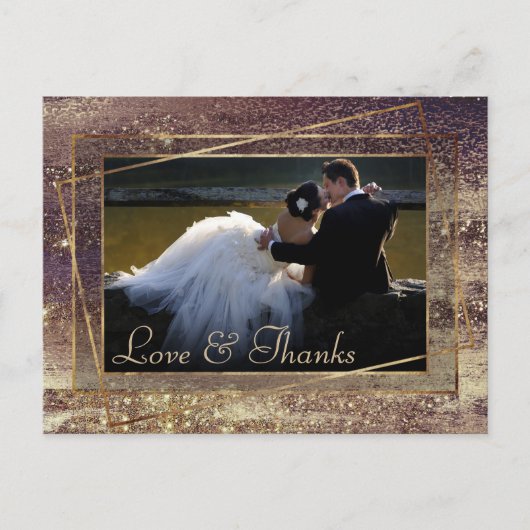 Glitzy Folie | Gouden Bronzen Koper Foto Dank u Briefkaart (Voorkant)