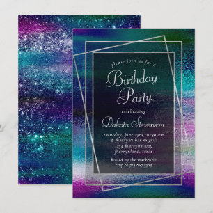 Glitzy Folie   Holografisch Metallic verjaardagsfe Kaart