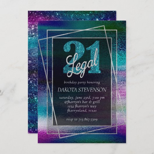 Glitzy Folie | Holografische Dark Ombre 21 en Lega Kaart (Voorkant / Achterkant)