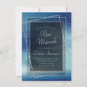 Glitzy Folie | Ice Blue Faux Iridescent Bat Mitzva Kaart (Voorkant)