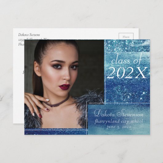 Glitzy Folie | Ice Blue Iridescent Foto Dank u Briefkaart (Voorkant / Achterkant)