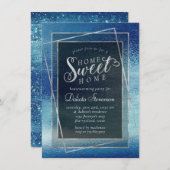 Glitzy Folie | Ice Blue Iridescent Housewarming Kaart (Voorkant / Achterkant)