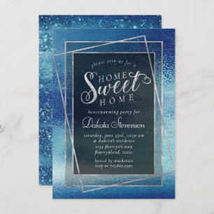 Glitzy Folie   Ice Blue Iridescent Housewarming Kaart