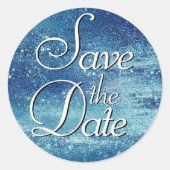 Glitzy Folie | Ice Blue Iridescent Save the Date Ronde Sticker (Voorkant)