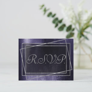 Glitzy Folie   Indigo Midnight Dark Paarse Reactie Uitnodiging Briefkaart