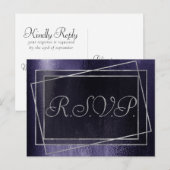 Glitzy Folie | Indigo Midnight Dark Paarse Reactie Uitnodiging Briefkaart (Voorkant / Achterkant)