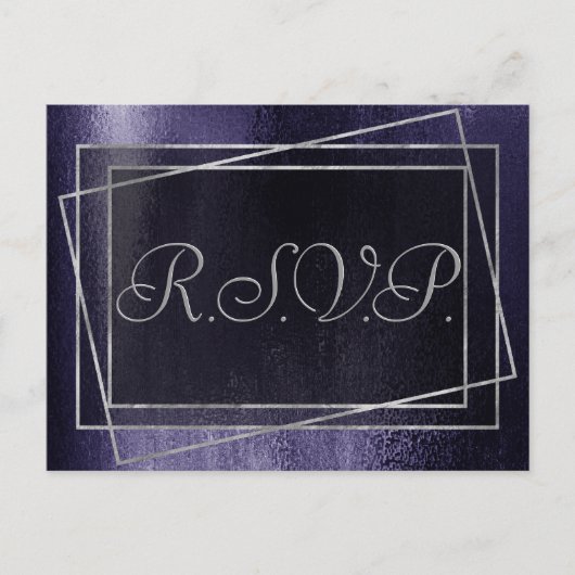 Glitzy Folie | Indigo Midnight Dark Paarse Reactie Uitnodiging Briefkaart (Voorkant)