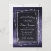Glitzy Folie | Indigo Midnight Paarse Quinceanera Kaart (Voorkant)
