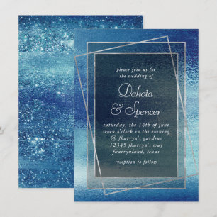 Glitzy Folie   Iriserende Ice Blue Faux Glitter Kaart