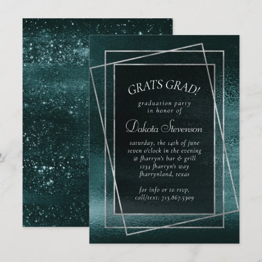 Glitzy Folie | Midnight Blauwgroen Dark Glam Afstu Kaart (Voorkant / Achterkant)