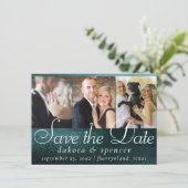 Glitzy Folie | Midnight Blauwgroen Faux Metallic 3 Save The Date (Staand voorkant)