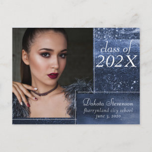 Glitzy Folie   Navy Blue Dark Afstudeerder Foto Da Briefkaart