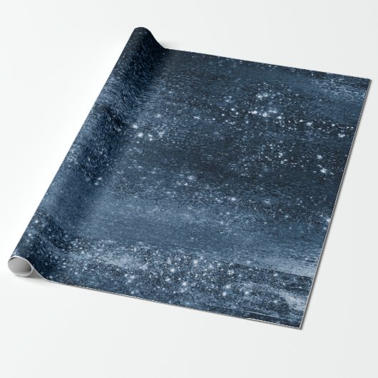 Glitzy Folie | Navy Blue Dark Faux Glitter Sparkle Cadeaupapier (Uitgerold)
