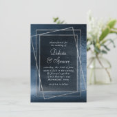 Glitzy Folie | Navy Blue Faux Glam Metallic Weddin Kaart (Staand voorkant)