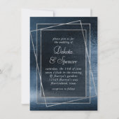 Glitzy Folie | Navy Blue Faux Glam Metallic Weddin Kaart (Voorkant)