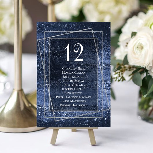 Glitzy Folie | Navy Blue Faux Glitter Gastnamen Kaart