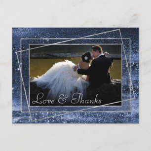 Glitzy Folie   Navy Blue Foto Liefde en Dank je Briefkaart