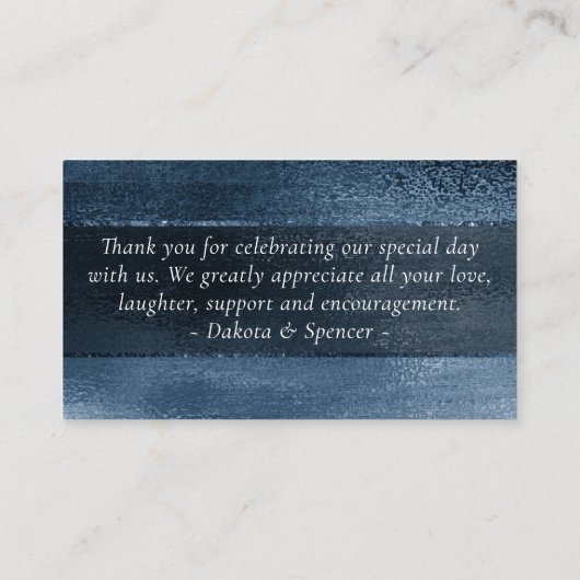 Glitzy Folie | Navy Blue Sparkle Liefde en Bedankt Informatiekaartje (Achterkant)