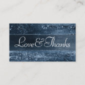 Glitzy Folie | Navy Blue Sparkle Liefde en Bedankt Informatiekaartje (Voorkant)