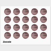 Glitzy Folie | Roos Gold Mauve Pink Blush Bedankt Ronde Sticker (Vel)