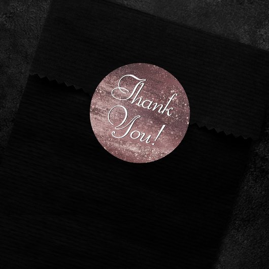 Glitzy Folie | Roos Gold Mauve Pink Blush Bedankt Ronde Sticker