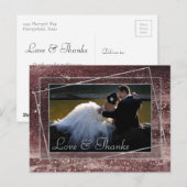 Glitzy Folie | Roos Gold Mauve Pink Foto Dank u Briefkaart (Voorkant / Achterkant)