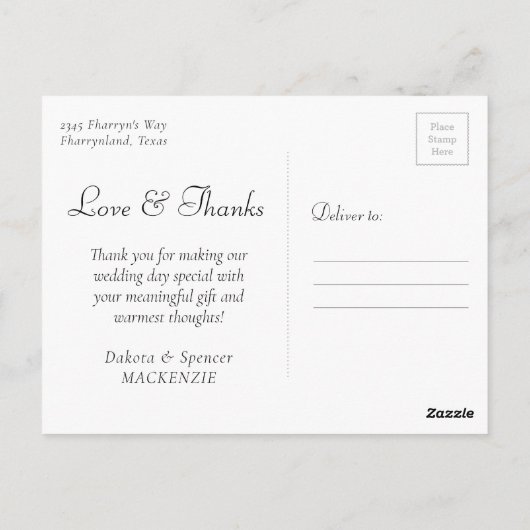 Glitzy Folie | Roos Gold Mauve Pink Foto Dank u Briefkaart (Achterkant)