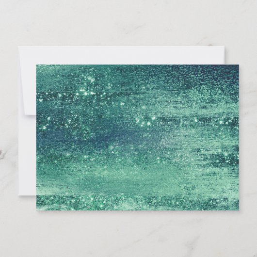 Glitzy Folie | Seafoam Green Aqua Sparkle 3 Foto Save The Date (Achterkant)